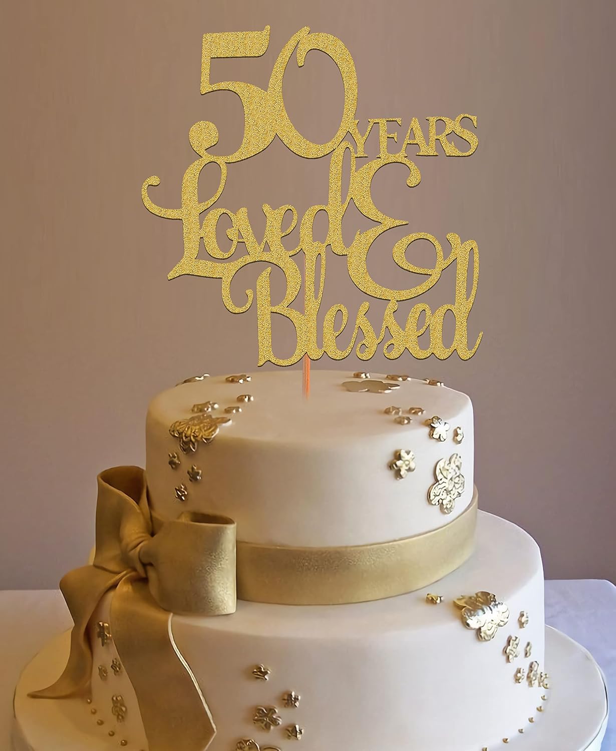 Buy Myamped 50 Years Love Blessed Cake Topper Glitter Golden 50th